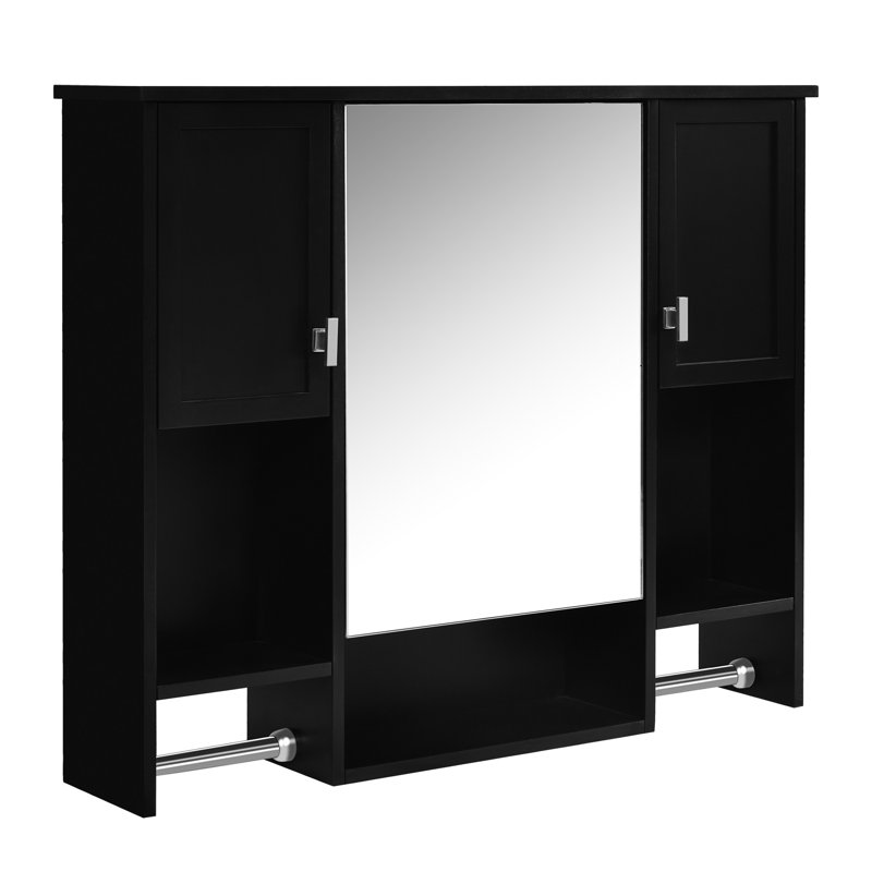 Wall Mounted Bathroom Cabinet With Towel Hook - Convenient And Practical 35'' X 28'' Storage Mirror Sophisticated Design For Your