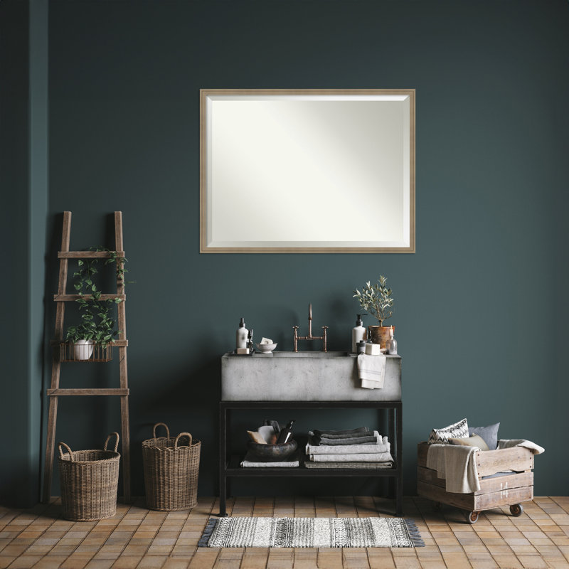 Miroir mural Merima, Rectangle, 31,75 po x 41,75 po, Brun clair