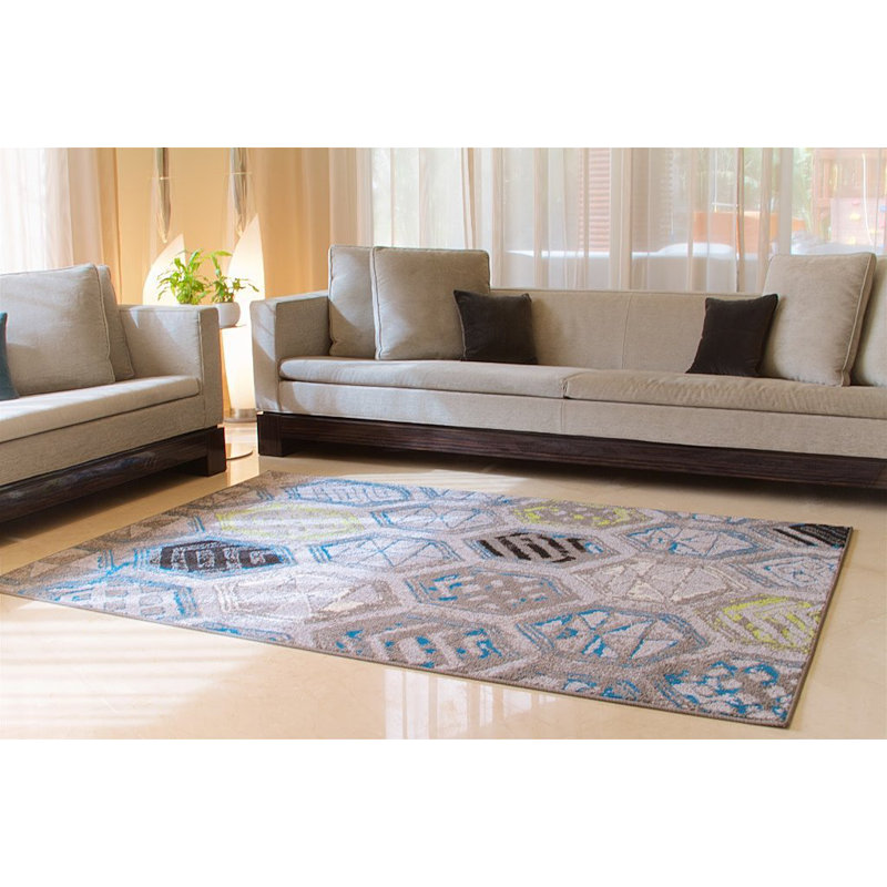 Tapis de la zone grise laine Melby, Rectangle 7 pi 8 po x 10 pi 6 po
