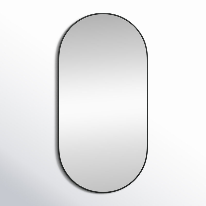 Black Metal Framed Oval Full Length Vanity Mirror