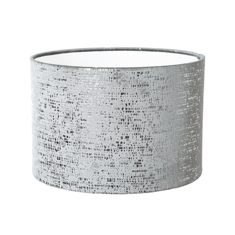Velvet Drum Lamp Shade ( Screw On ), 20cm H x 25cm W x 25cm D, Grey