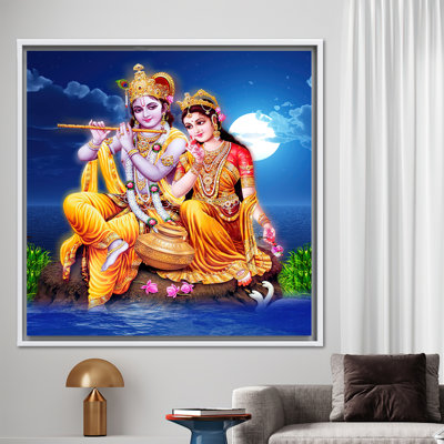Radha Krishna Hindu Art Canvas: Famous Indian Artwork for Wall Decor and Spiritual Enlightenment