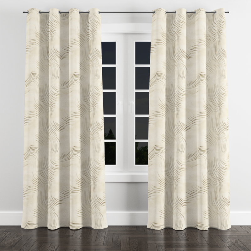 Abstract Room Darkening Curtains - Modern Botjo Grommet Curtain - 1 Panel, 52" W x 84" L, Silver Grommets
