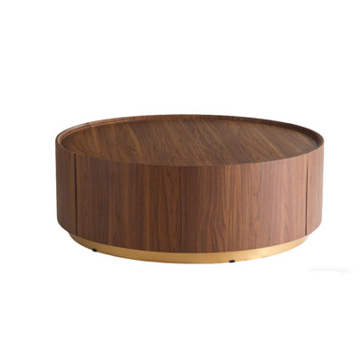 39.37'' Modern Round Coffee Table with 2 Hidden Storage Drawers