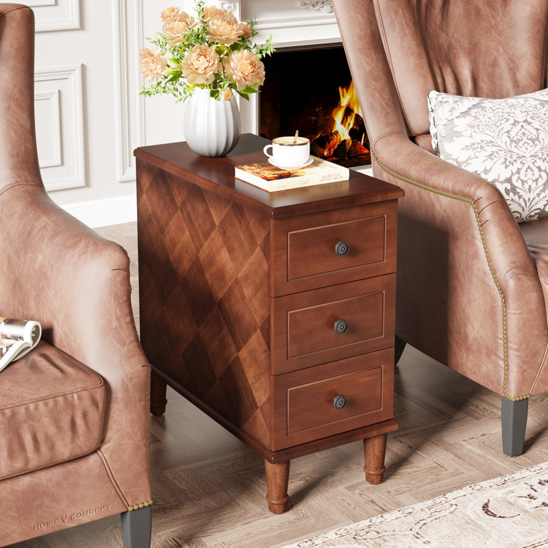 Soichi 6-Drawer Solid Wood End Table, Brown
