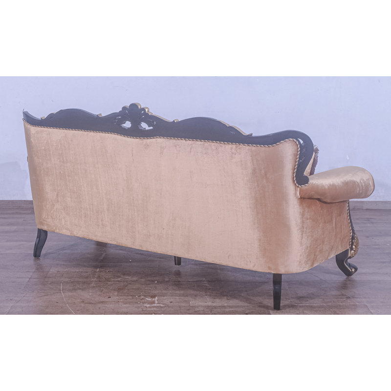 Sofa, Black/Gold Linen Blend, Brown