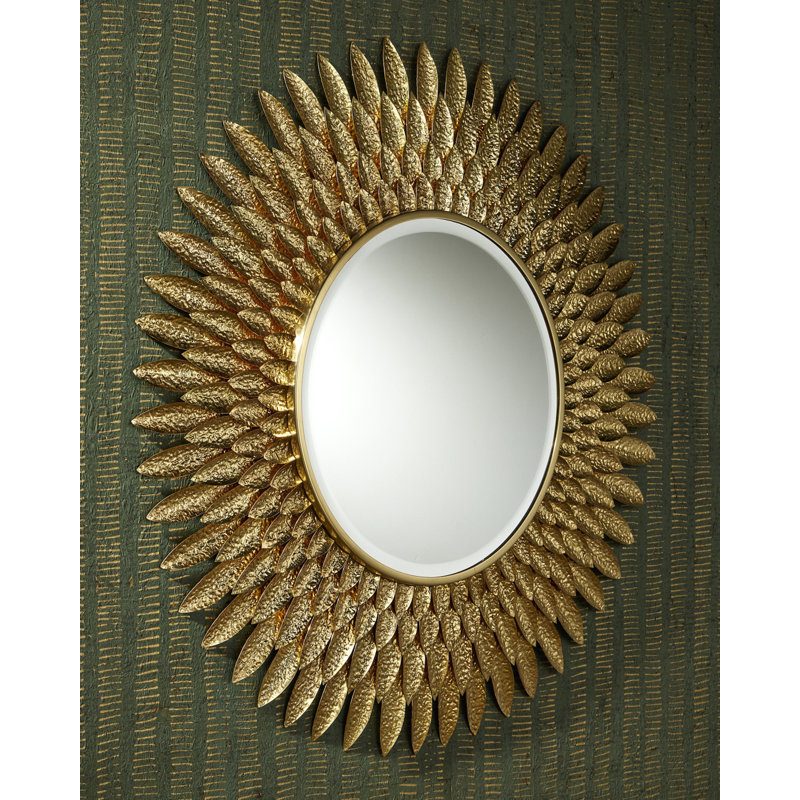 Plume Round Brass, Engineered Wood Mirror
