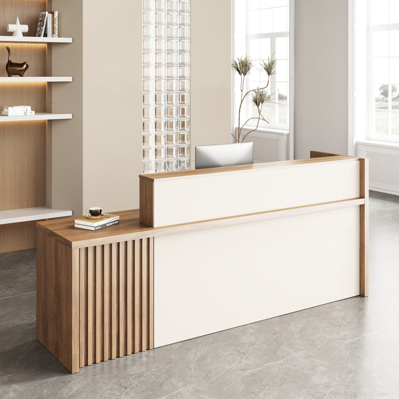 Bureau de réception rectangulaire moderne avec rangement sécurisé