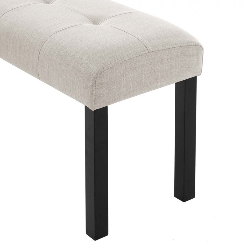 Modern Tufted Linen Dining Bench, Beige