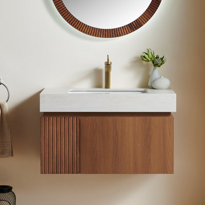 Meuble-lavabo simple en contreplaqué et en bois massif