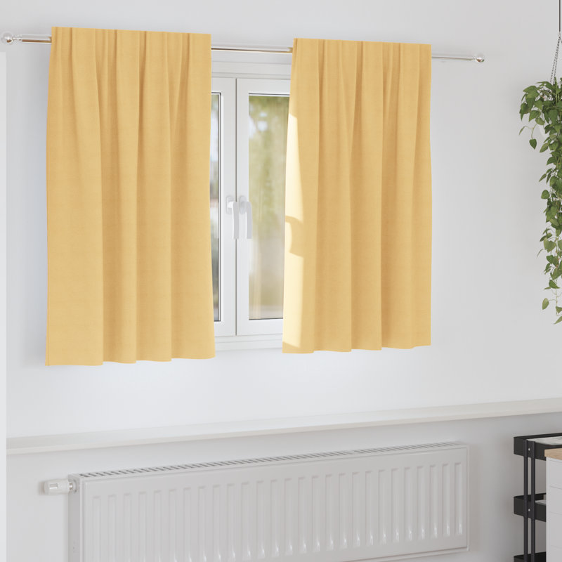 Curtains With Curtains 2 Pcs Polyester, Beige, 140cm Width x 140cm Drop