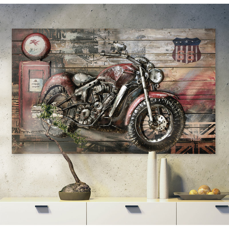 Red Beast On Wood - No Frame Painting on Metal