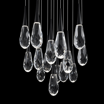 Hibiscus 15 Light Crystal LED Multi-Light Pendant