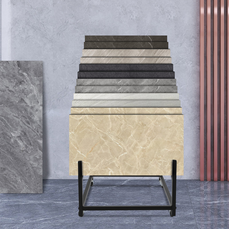 Display Stand Tile Display Rack Standing Slotted Flooring Display Shelf For Building Material Samples With Wheels