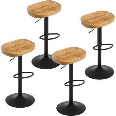 bar stools, height -adjustable swivel stool, with saddle seat, footrest, swivel stool made of solid wood, kitchen stool, make -up stool, work stool