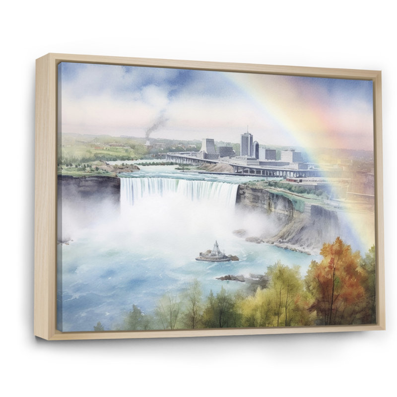 «Nigara Falls Dreams Waterfall I», reproduction sur toile, H 34 po x l 44 po x P 1,5 po, Cadre naturel flottant