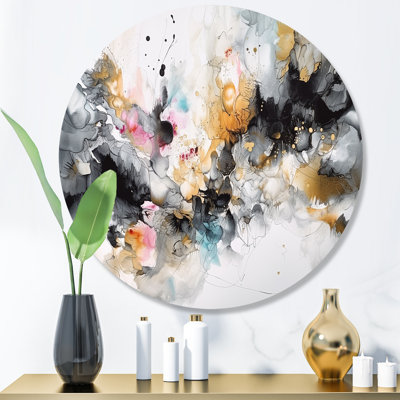White And Grey Geometric Depths III - Modern Geometric Metal Wall Décor