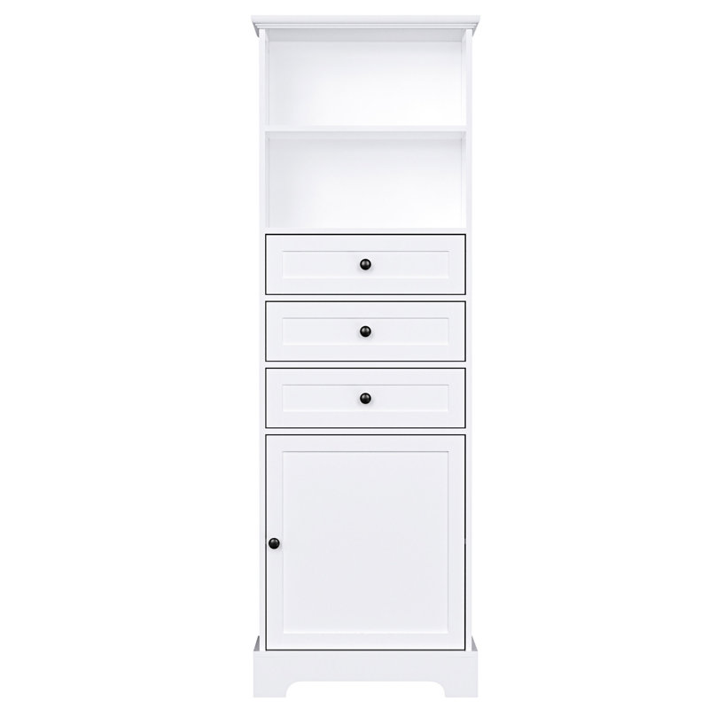 Armoire de rangement pour salle de bain avec tablettes réglables, Blanc