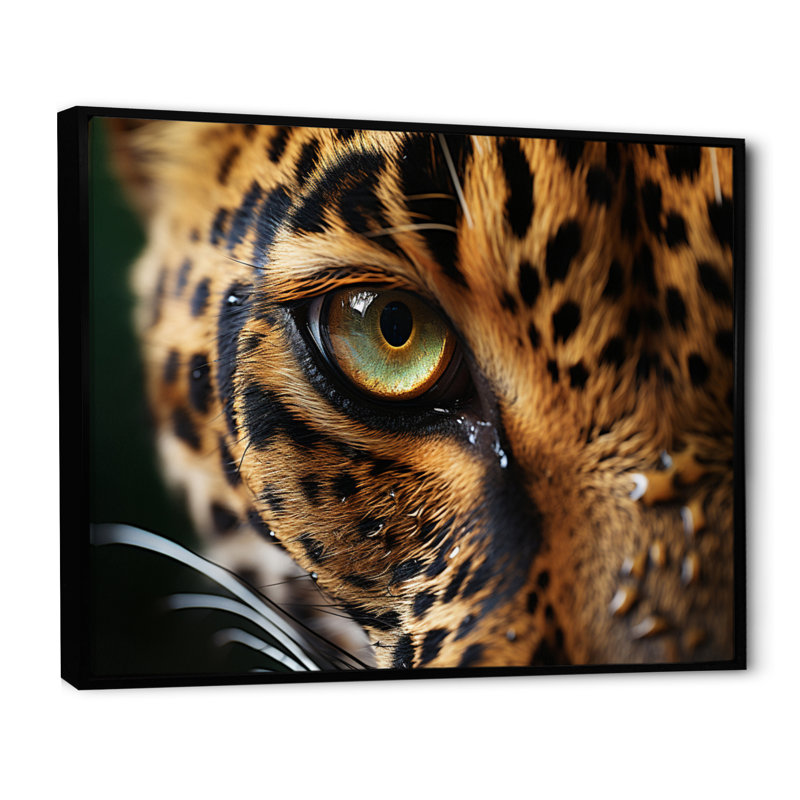 Reproduction sur toile d'un léopard sur la faune, Cadre flottant noir, H 30 po x l 40 po x P 1,5 po