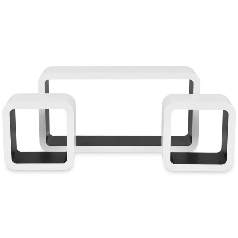 Cubicle Shelves Display Floating Cube Shelves for Book DVD Photo Frame, White/Black
