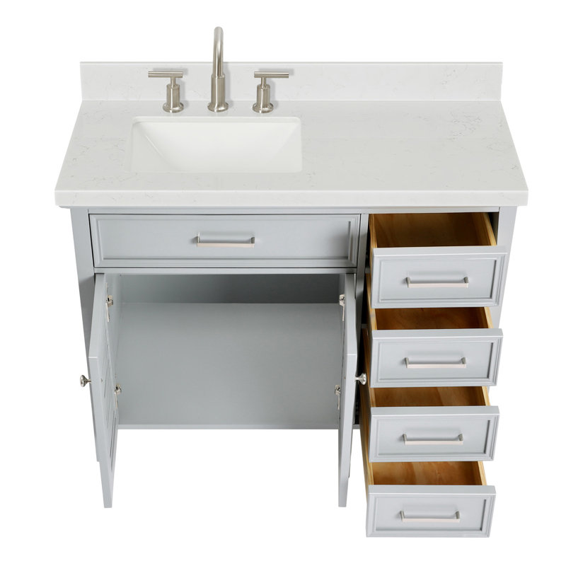 Ensemble de meuble-lavabo simple 42 po Blazier, Left, Rectangular, Gris