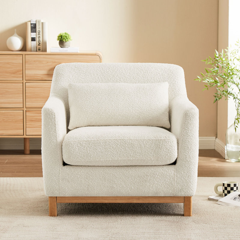 Jazmere 31.5" Armchair, Natural, White Boucle