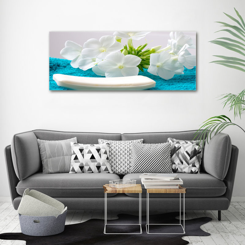 White Spa Flowers - Wrapped Canvas Print, Canvas, 50cm H x 125cm W
