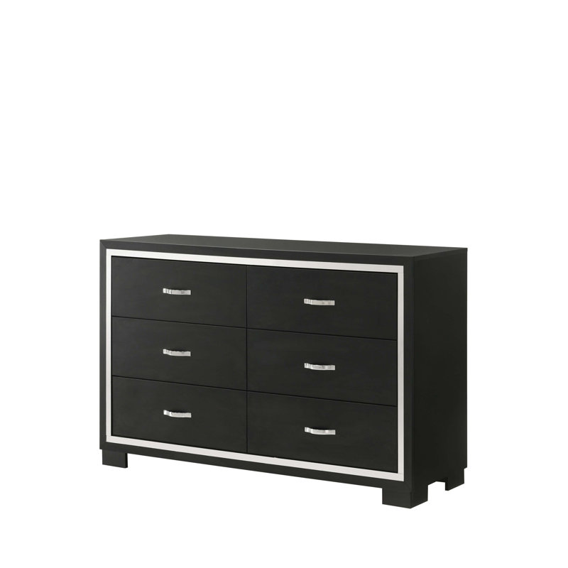 Élégante commode 6 tiroirs Glam 1pc