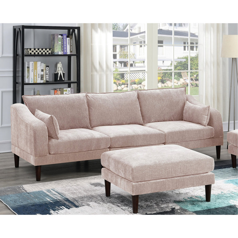 Blush Pink Modular For Living Room, & Chairs, Soft Fabric 5 , With Contemporary Space, Pink Suede