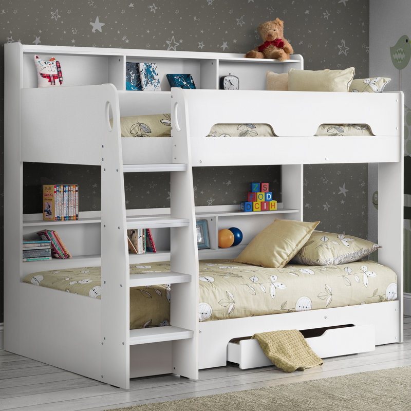 Campion 80 X 190cm Bunk Bed with Storage Included, 172cm H x 197cm W x 136cm D, White