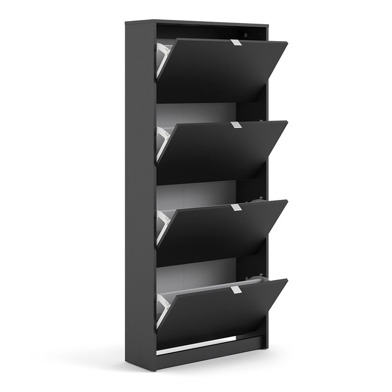 Shoes 12 Pair Shoe Storage Cabinet, Matte Black