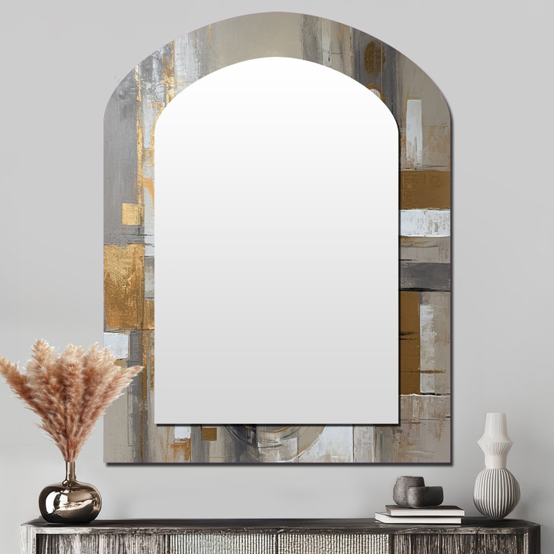 Miroir mural doré et gris Radical Simplicity I - Mid-Century, 43 po x 33 po