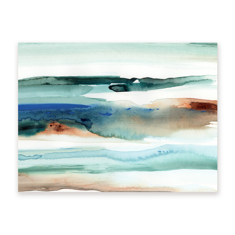 Coastal Retreat Beach Waves Abstract, 24" H x 30" W x 1.5" D, Wrapped Canvas, Does Not Apply