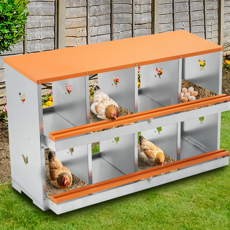 Boîte de nidification pour poulets, boîtes de poulailler avec couvercle à 4 trous, perchoirs pivotants et œufs roulants, 4 compartiments à double couche