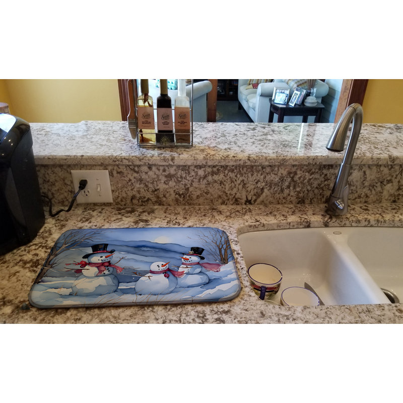 Christmas Snowmen Dish Drying Mat