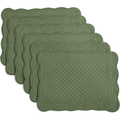 Quilted Placemats Set Of 6 Washable-13X18 Inches Rectangular Placemats For Kitchen Table-100% Cotton Fabric Rectangular Table Mats