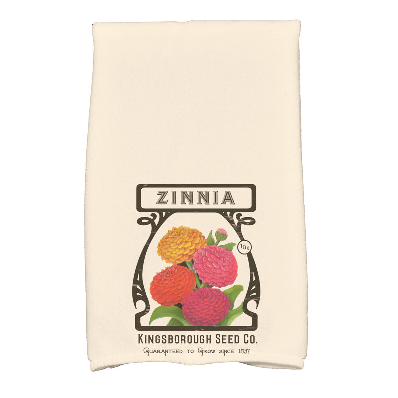Floral Tea Towel Kitchen Towel, Cream/Ivory