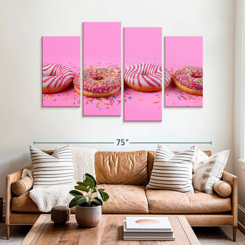 Yarlin Pastel Pink Doughnuts, 42" H x 68" W