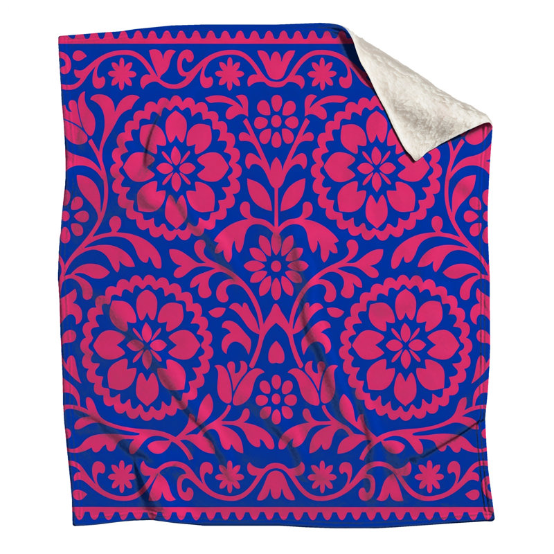Folk Art Pattern Throw Blanket, 50in W x 60in H