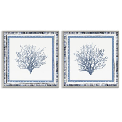 Maritime Coral Tendrils 2pc Framed Giclee Set, design by Lanie Loreth