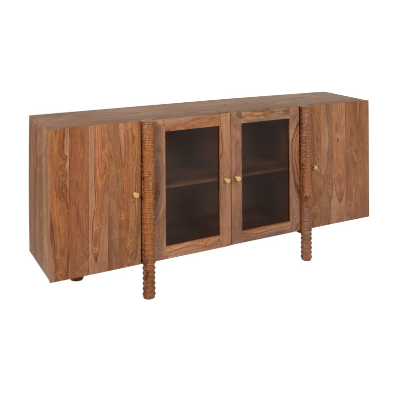 Buffet en bois Sheesham avec portes en verre