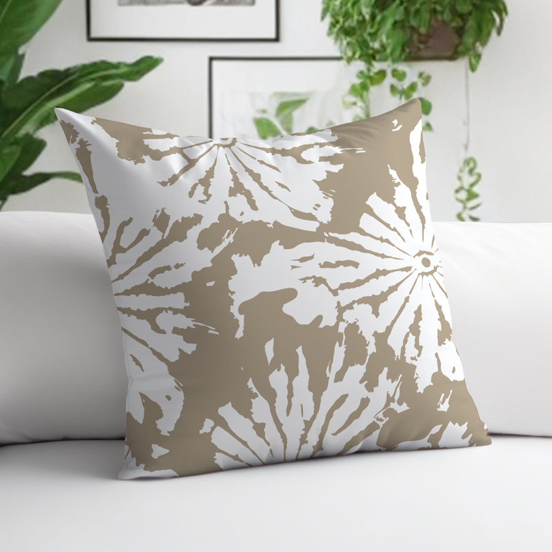 Coussin Cecil, H 15 po x l 15 po, Beige / Blanc