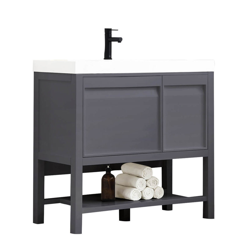 Ensemble de meuble-lavabo simple 36 po Marlie, Gris mat