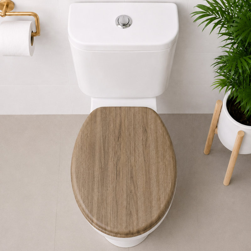 Sellman Soft Close Round Standard Toilet Seat, Rust Oak
