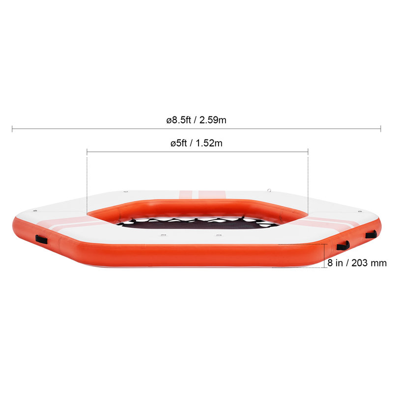 8.5FT Inflatable Dock Platform with 5FT Trampoline Mesh Pool with Portable Bag & Detachable Ladder