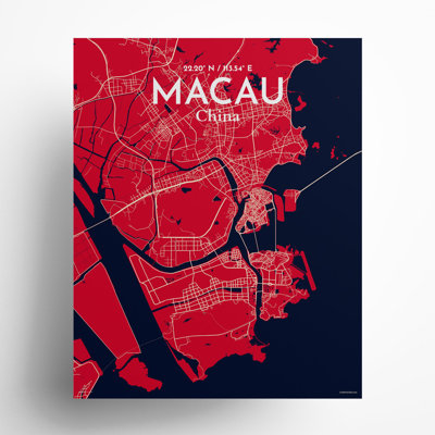 Macau, carte de la ville, impression