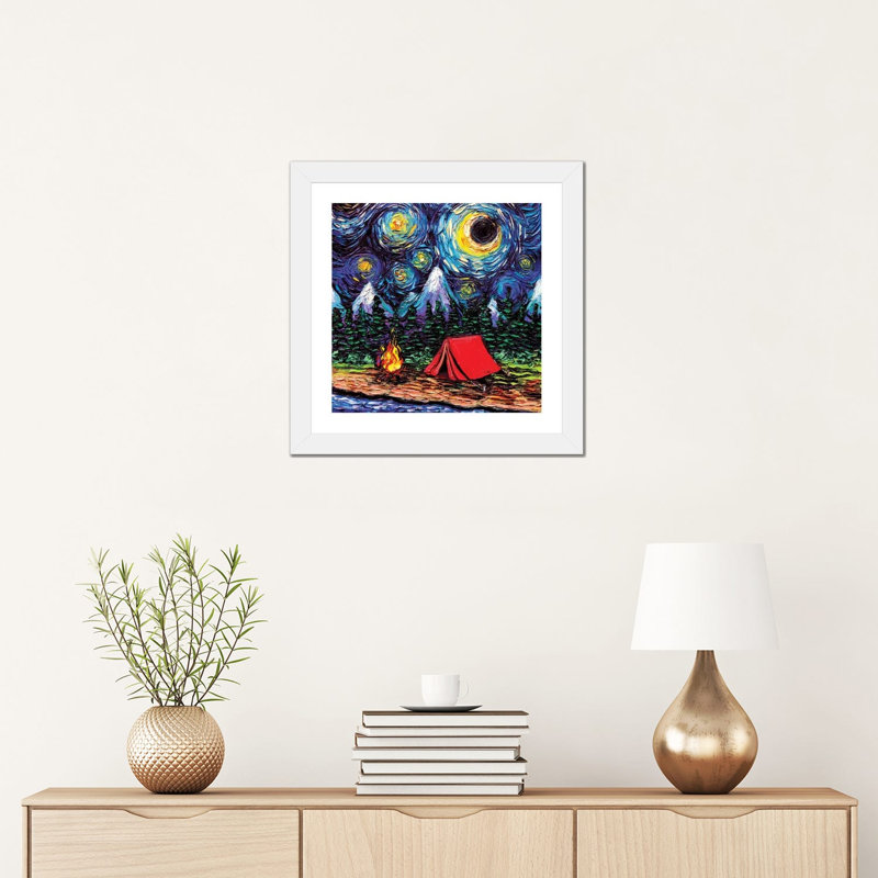 Reproduction d’art « off the battus Path » par aja Trèves, H 16 po x l 16 po x p 1 po, Papier encadré blanc, Blanc