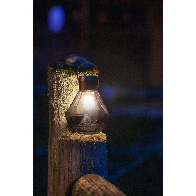 Solar Gem 7'' Smoke Glass Edison-Style LED Outdoor Lantern