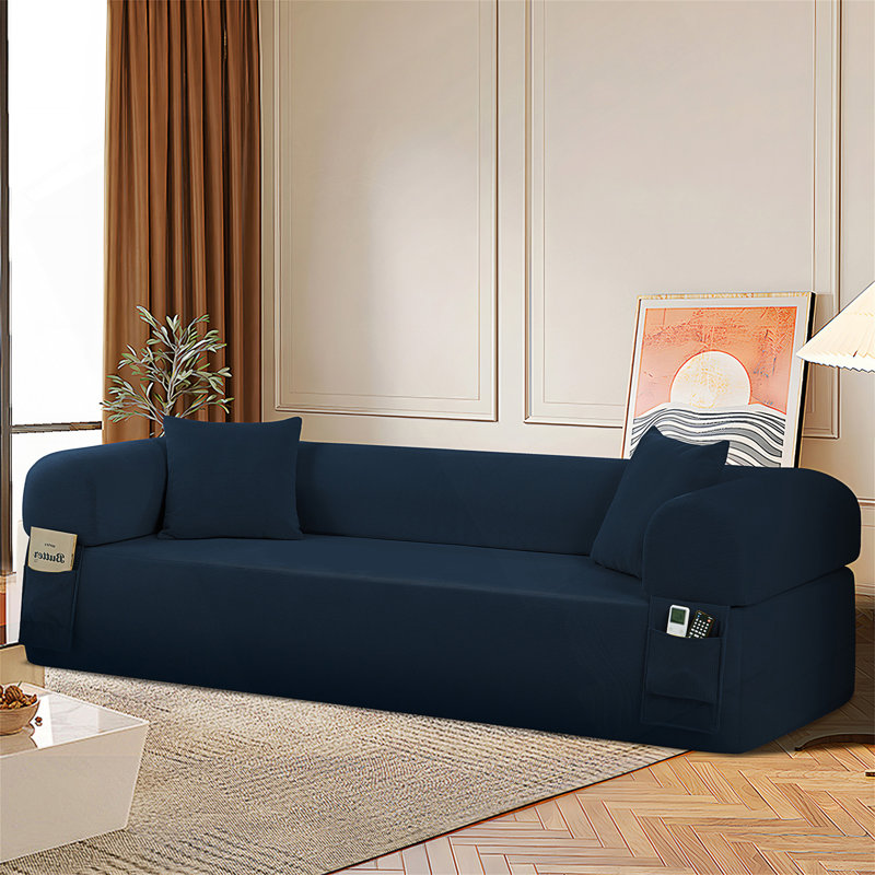 Spring Upholstered Sofa, Antique Blue