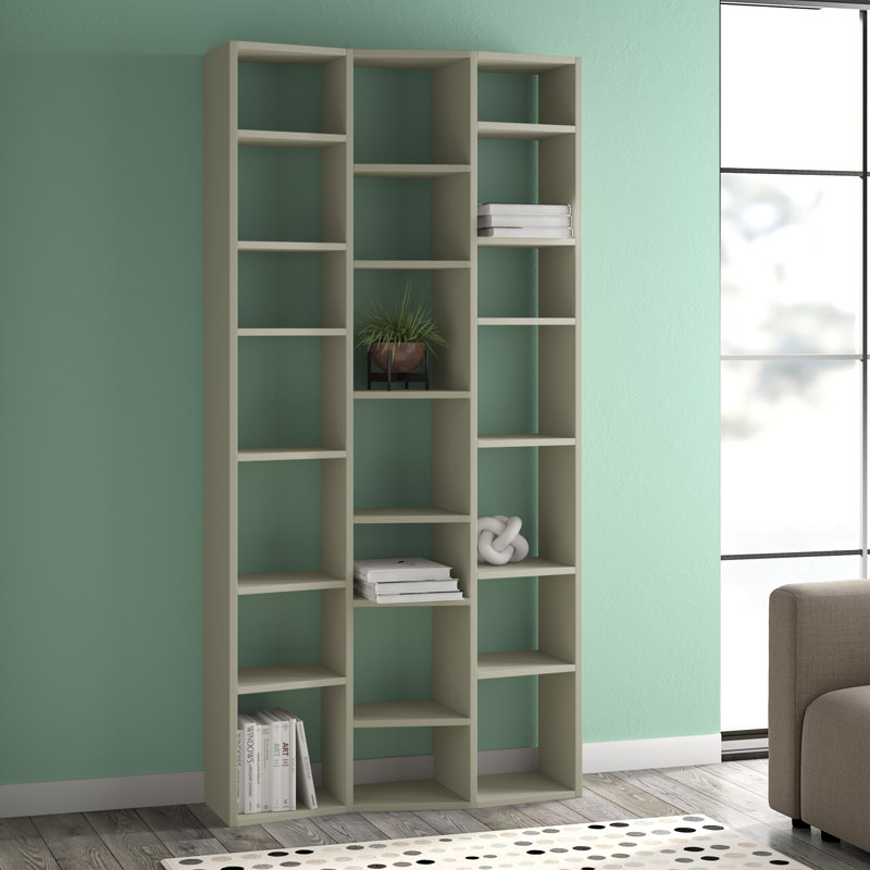 Susitna 224 cm H x 110 cm W Geometric Bookcase, Matte Grey